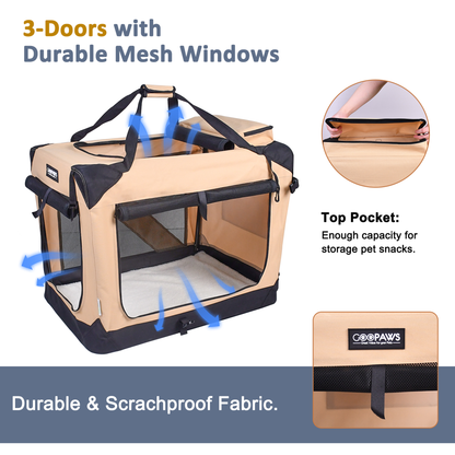 JESPET 3-Door Soft Pet Crate Kennel