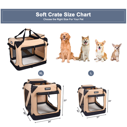 JESPET 3-Door Soft Pet Crate Kennel