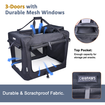 JESPET 3-Door Soft Pet Crate Kennel