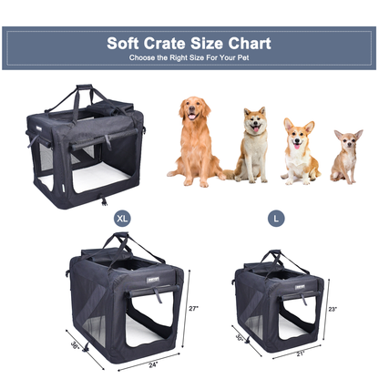 JESPET 3-Door Soft Pet Crate Kennel