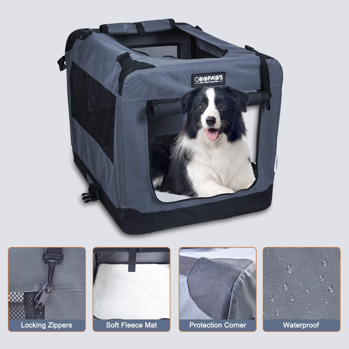 JESPET 3-Door Soft Pet Crate Kennel