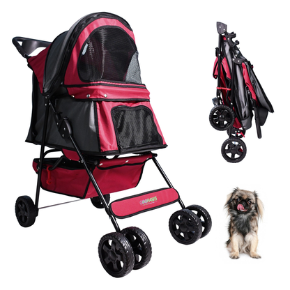 GOOPAWS 4-Wheel Promenade Pet Stroller for Dogs and Cats