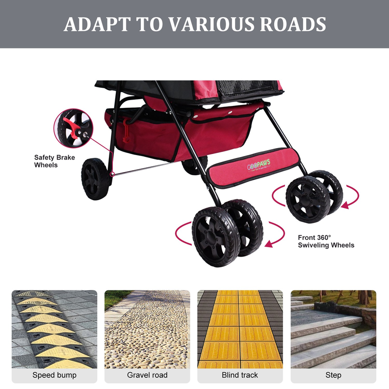 GOOPAWS 4-Wheel Promenade Pet Stroller for Dogs and Cats