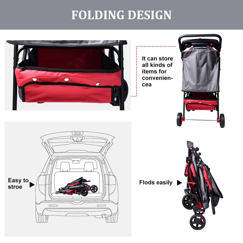 GOOPAWS 4-Wheel Promenade Pet Stroller for Dogs and Cats