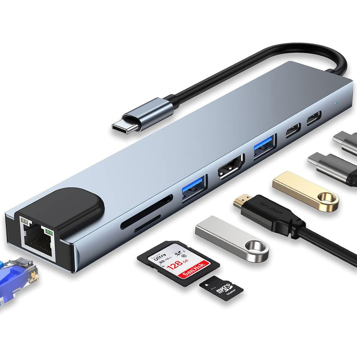 Type-C 8-in-1 Docking Station