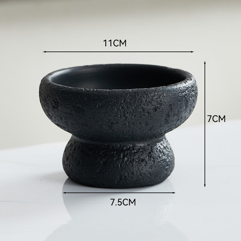 Decorative Cement Candle Cup with Volcanic Stone Base