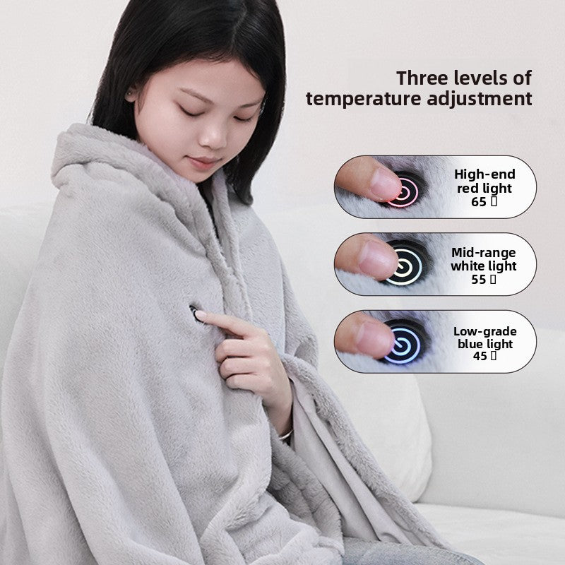 Rabbit Fur Electric Heating Shawl Blanket