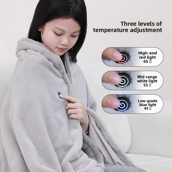 Rabbit Fur Electric Heating Shawl Blanket