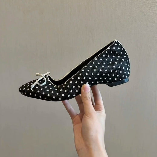 Polka Dot Bow Mary Jane Flat Shoes