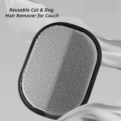 Cat being groomed with silicone pet hair removal glove