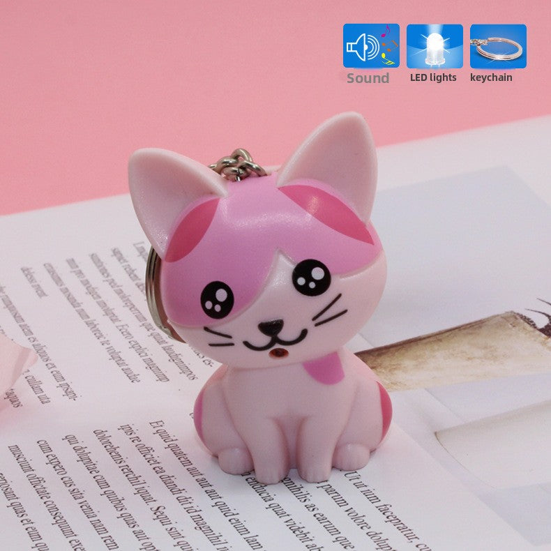 LED Sound Light-Up Kitten Keychain Pendant