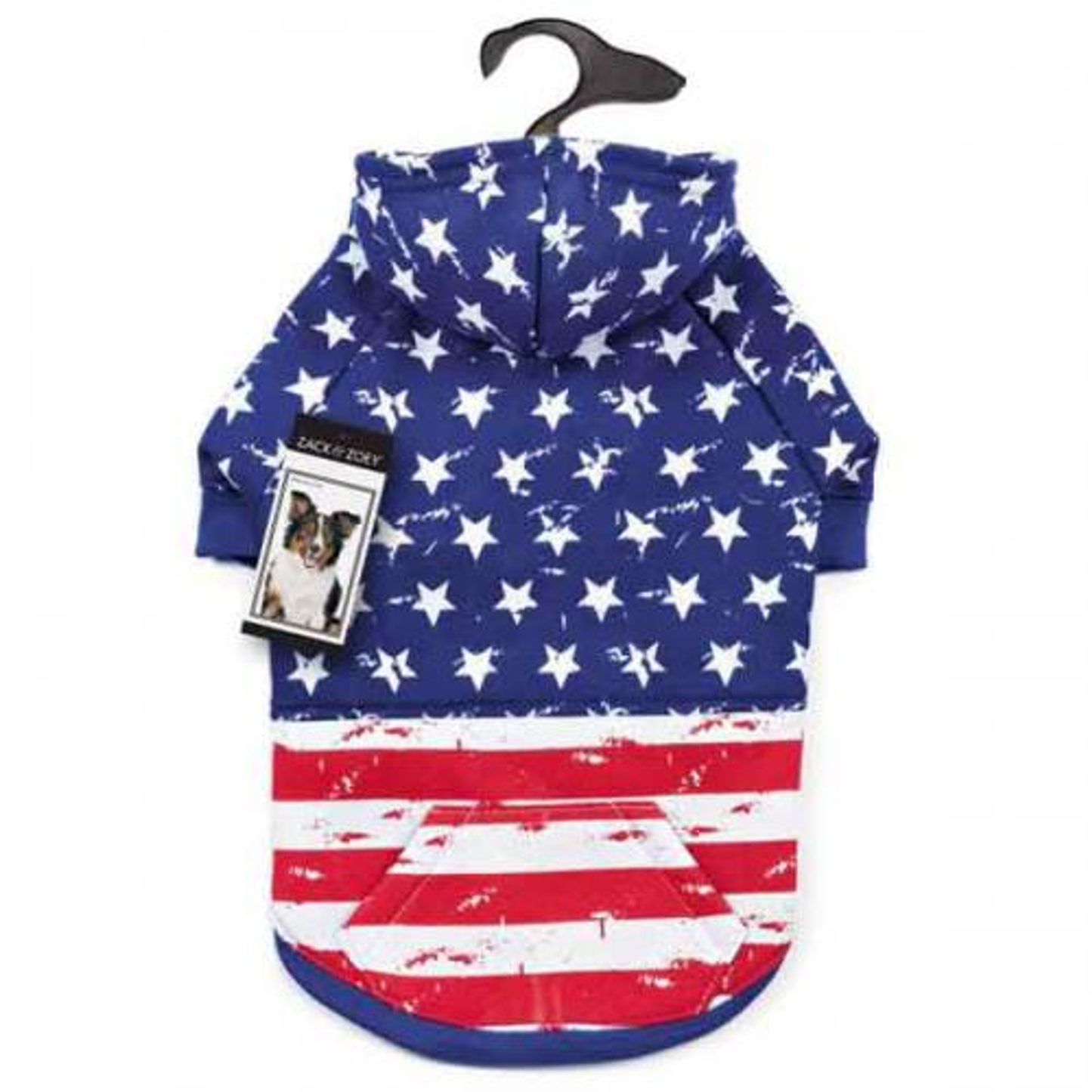 Zack & Zoey Distressed American Flag Dog Hoodie