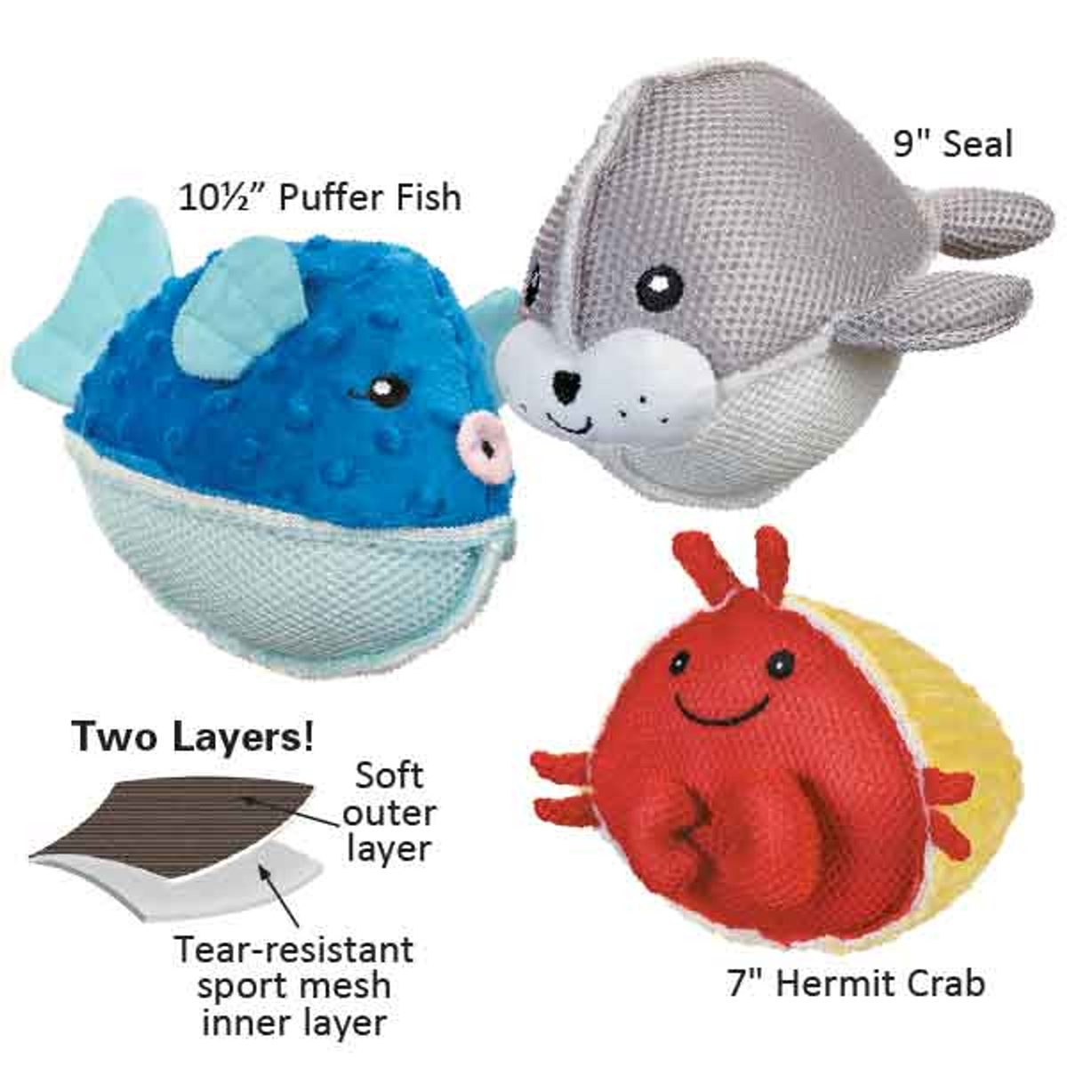 Griggles Aquadudes Seal Plush Dog Toy