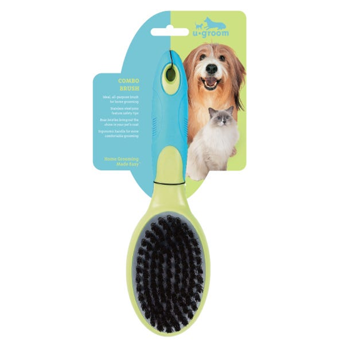 Ugroom Firm Bristle and Pin Combo Pet Brush