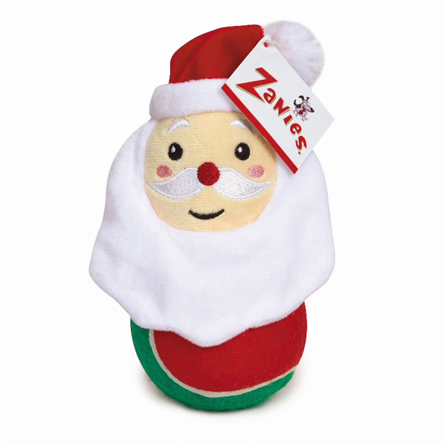 Zanies Cheerful Santa Tennis Ball Dog Toy