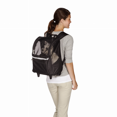Cruising Companion On the Go Rolling Pet Backpack Carrier (Black)
