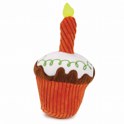 Zanies Celebration Cupcake Plush Dog Toy, White Icing
