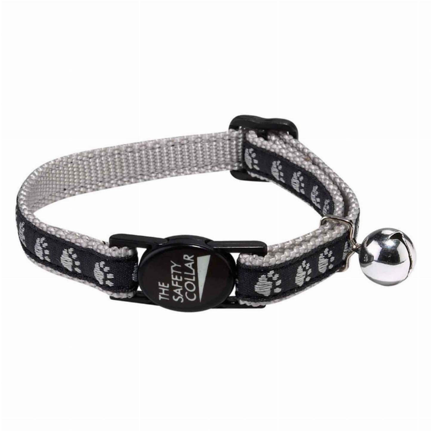 Meow Town Two-Tone Pawprint Cat Collar Black