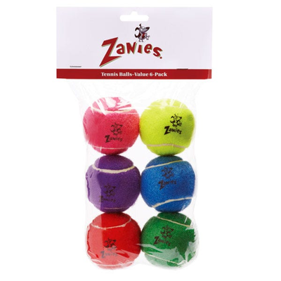 Zanies Assorted Tennis Balls 2.5-Inch 6-Pack Dog Toy