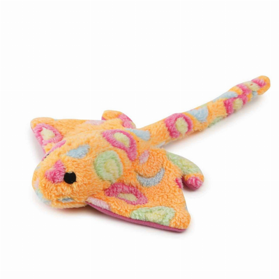 Zanies Sea Charmer Stingray Plush Dog Toy - plush stingray side view showing size