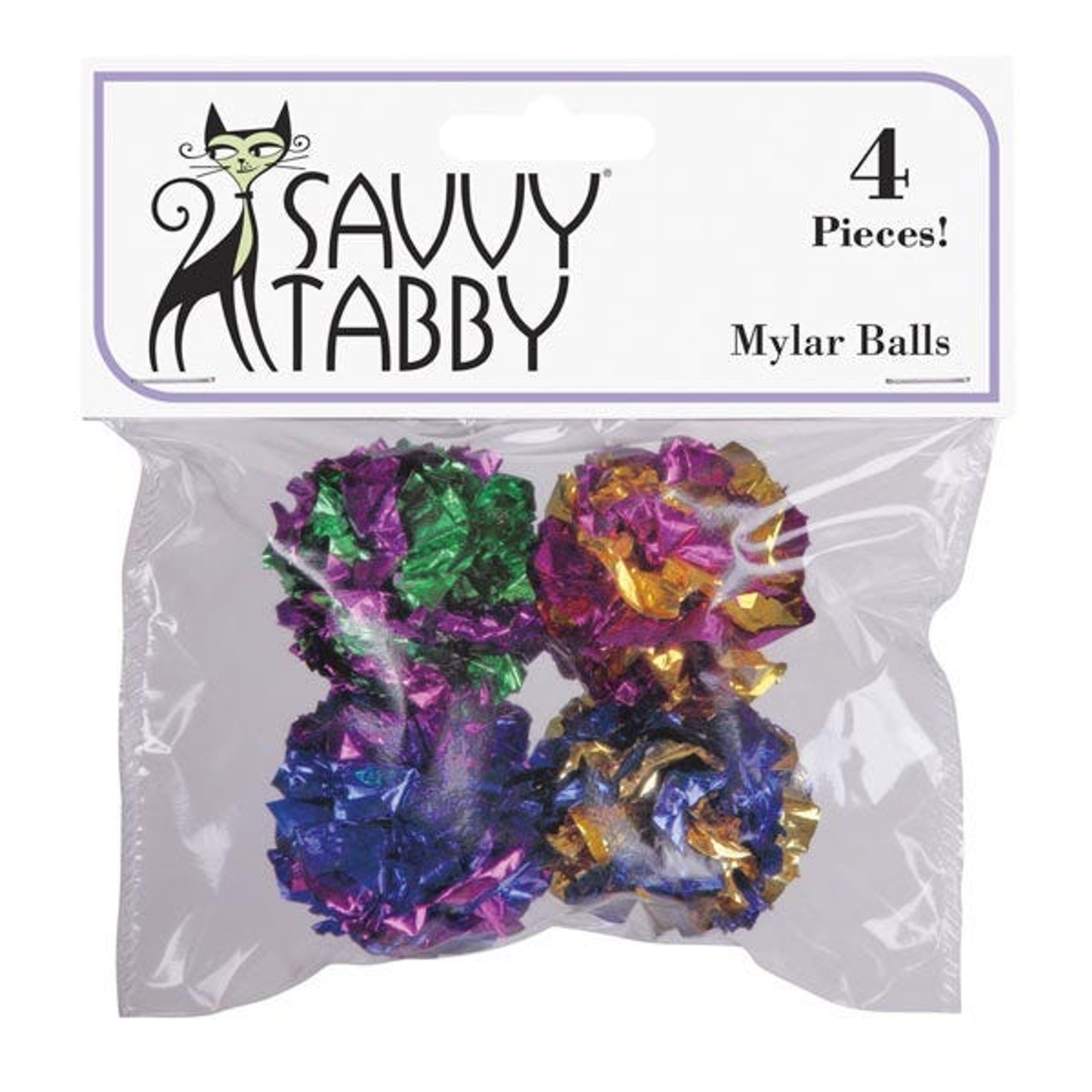 Savvy Tabby Mylar Balls Cat Toys, 4-Pack