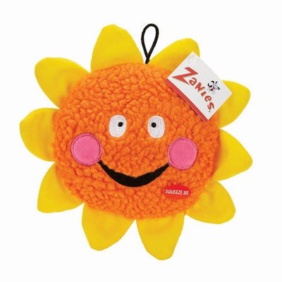 Zanies Smiling Sun Plush Dog Toy 8-Inch, Orange/Yellow