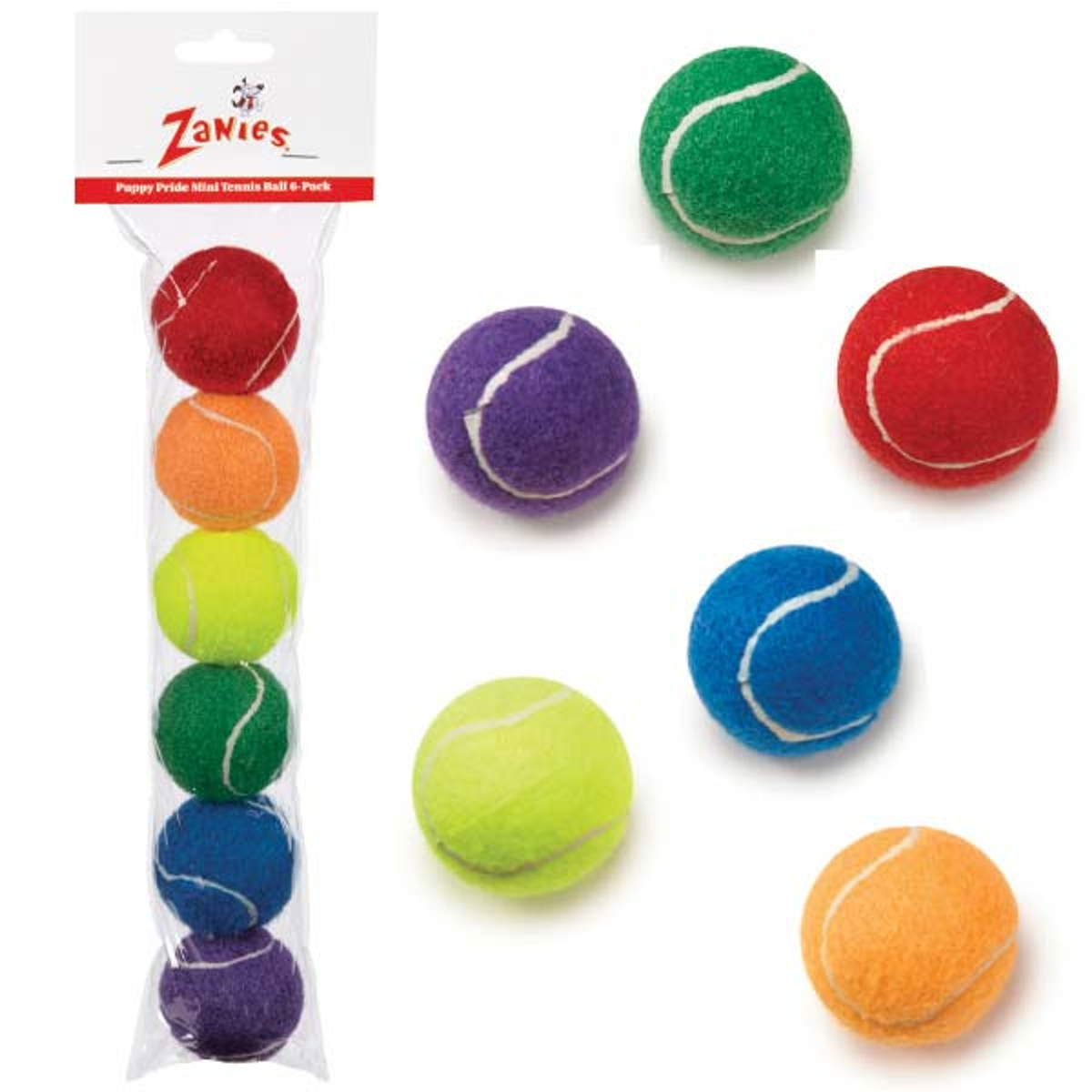 Zanies Puppy Pride Mini Tennis Balls 6-Pack Dog Toy