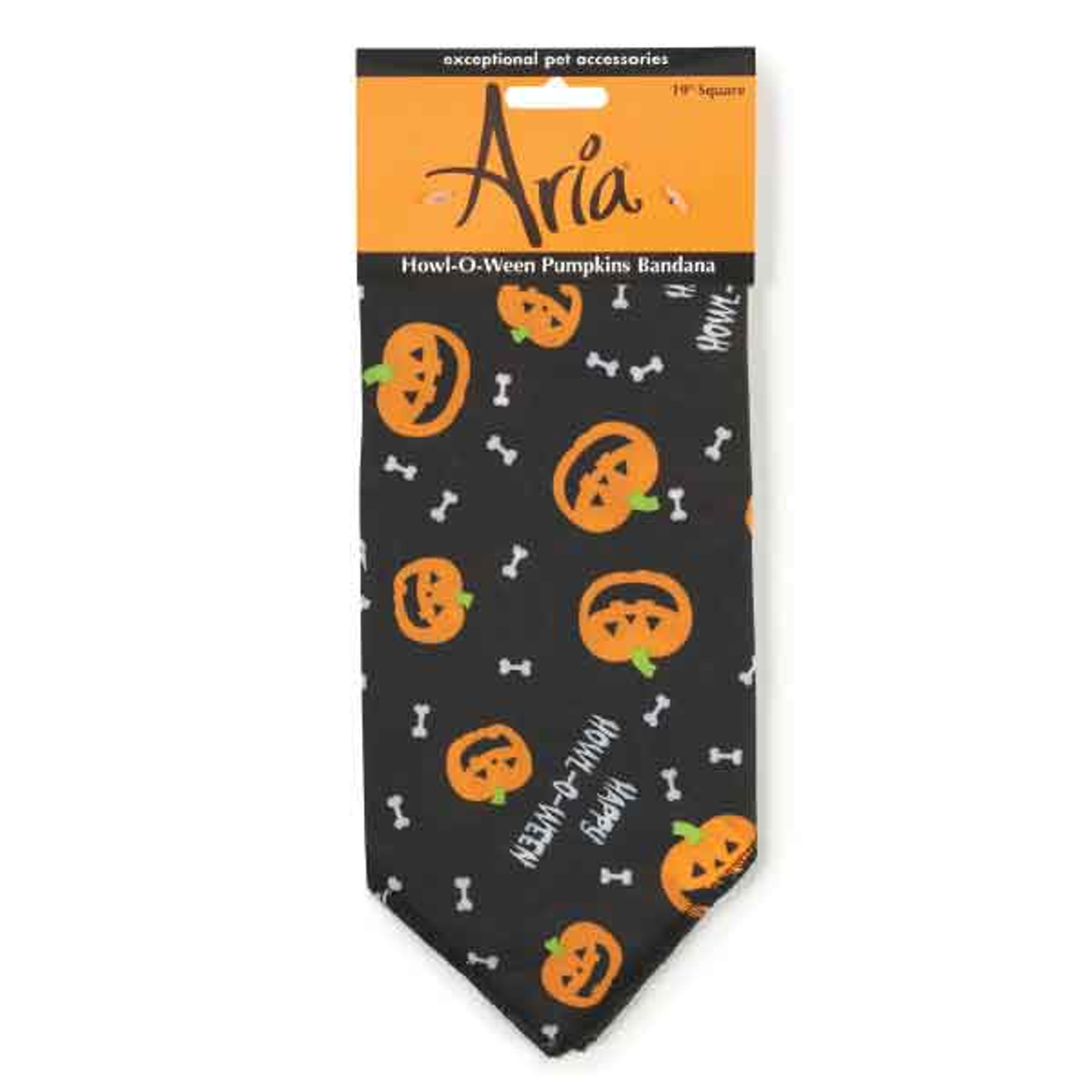 Aria Howl-O-Ween Pumpkins Dog Bandana - Black