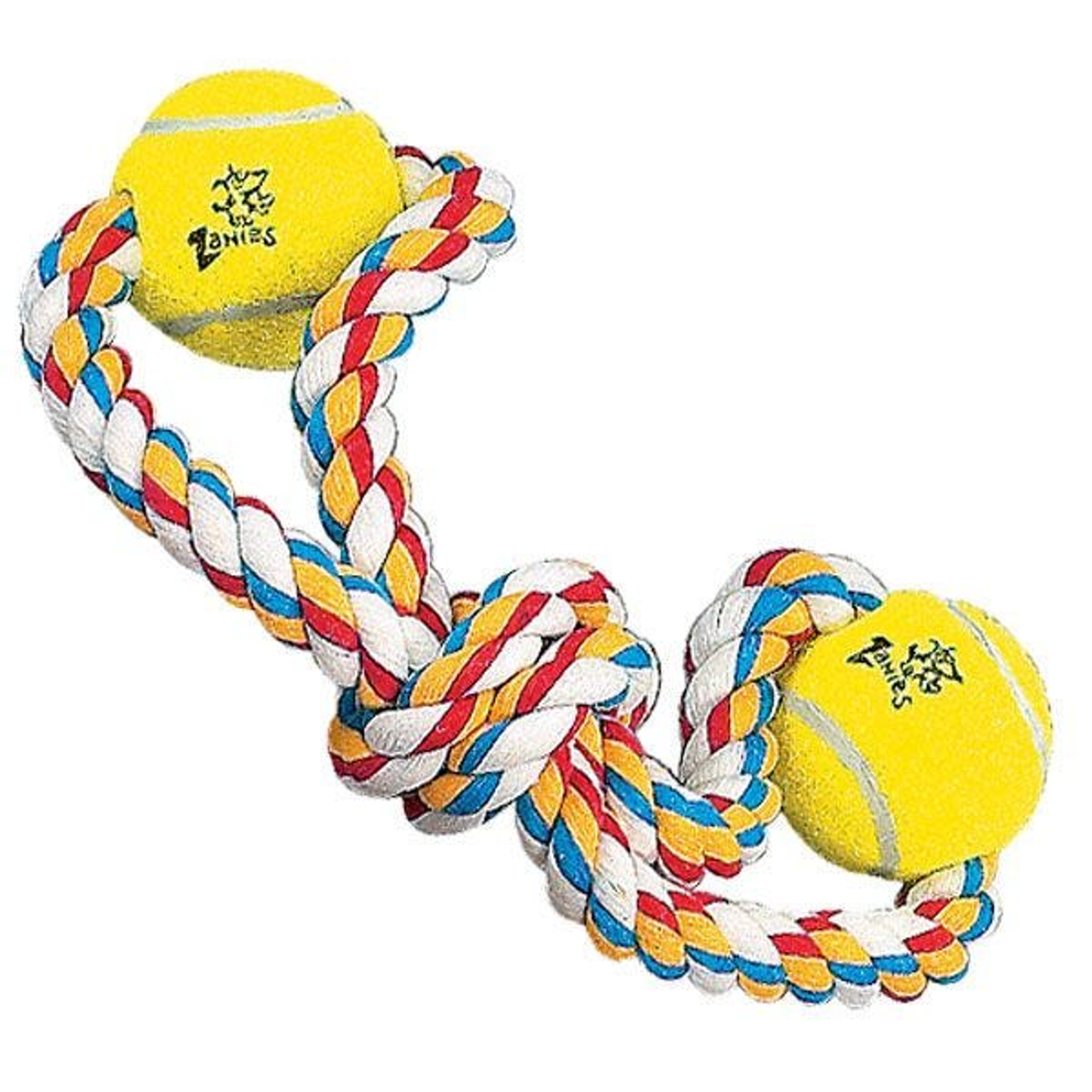 Zanies Figure 8 Rope Dog Toy with 2 Tennis Balls 15-Inch