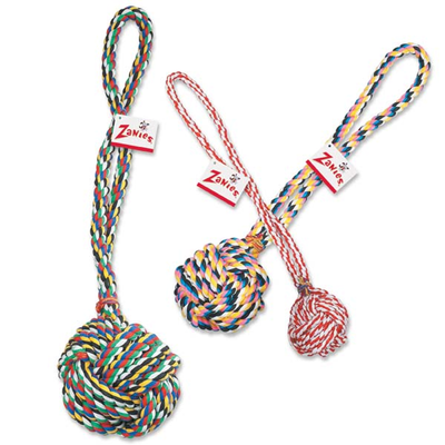 Zanies Monkeys Fist Knot Rope Dog Toy - close-up of monkey fist knot detail