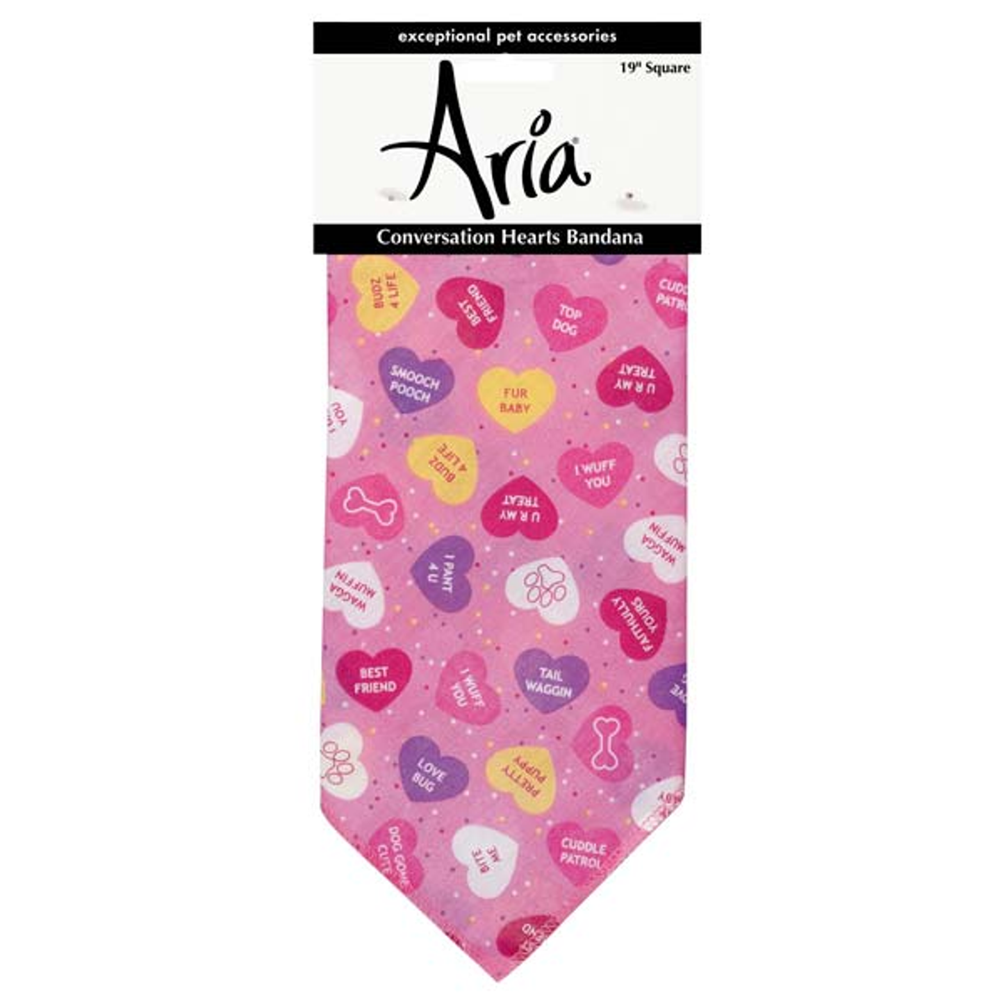 Aria Conversation Hearts Dog Bandana - Pink
