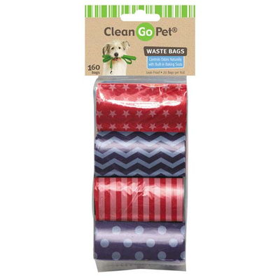 Clean Go Pet Stars & Stripes Dog Waste Bags - 8 Rolls