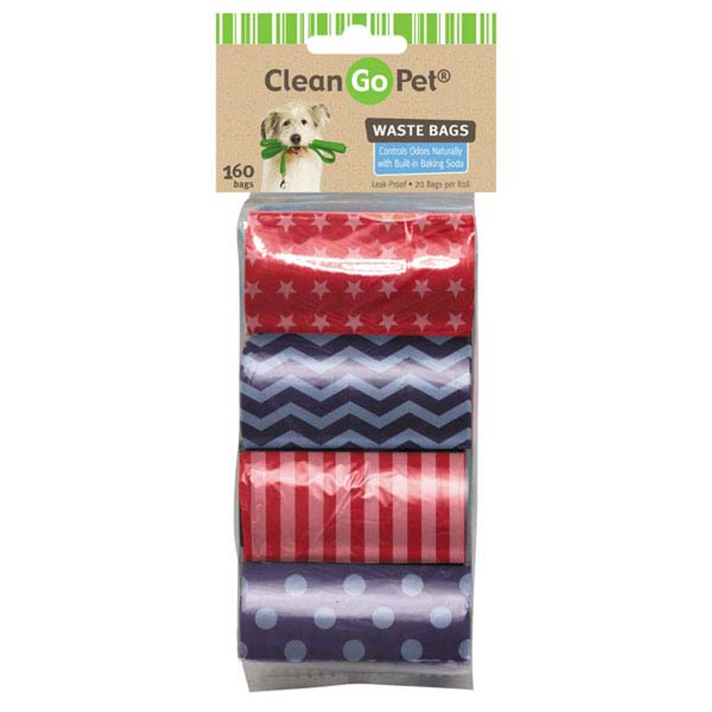 Clean Go Pet Stars & Stripes Dog Waste Bags - 8 Rolls
