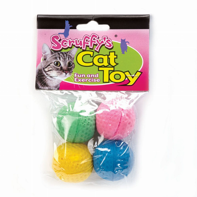 Scruffy's Kitty Sponge Balls Cat Toy, 4-Pack