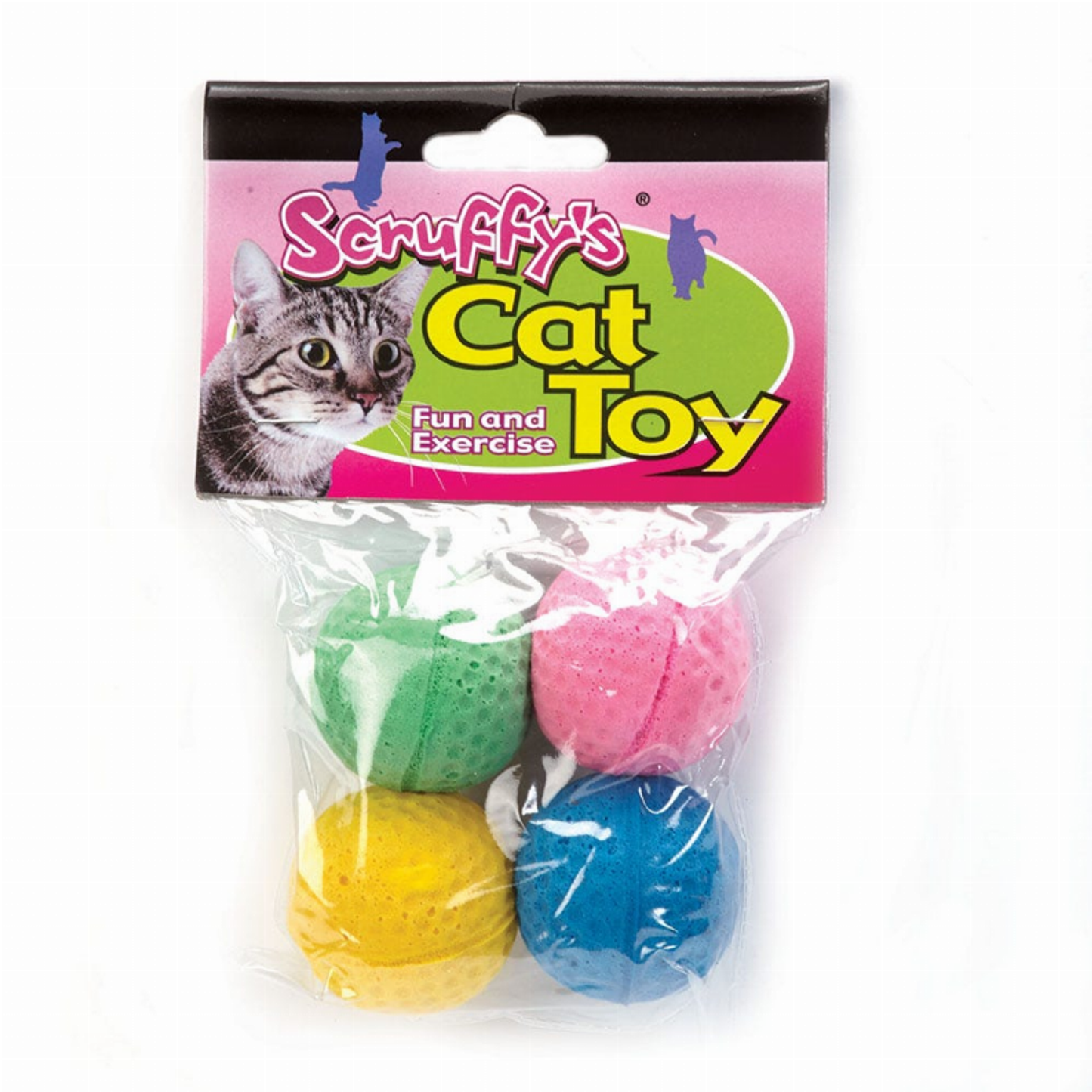 Scruffy's Kitty Sponge Balls Cat Toy, 4-Pack