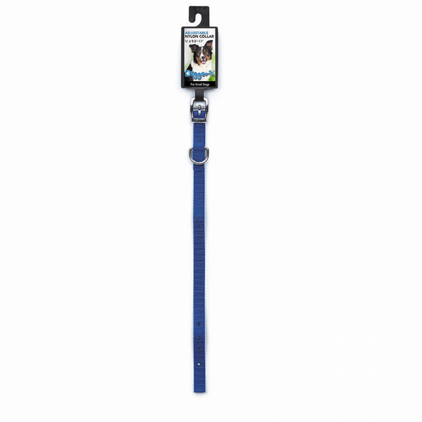 Diggers Nylon Dog Collar, 1/2 in x 16 in, Blue