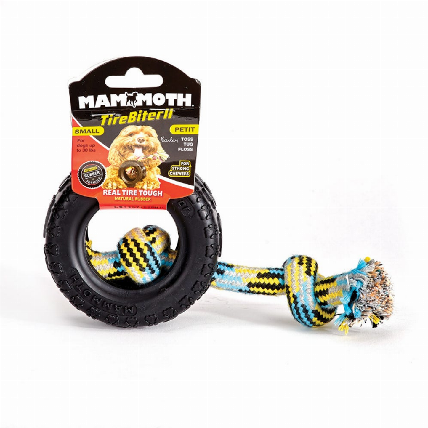 Mammoth Pet TireBiter II Dog Toy with Rope, 3.75-Inch