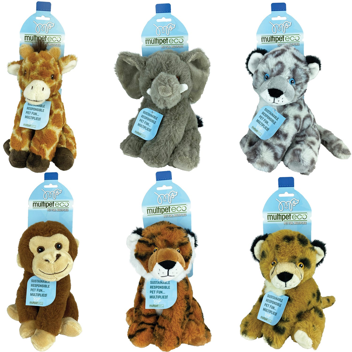 Multipet Eco Safari Plush Animal Dog Toy 8 in