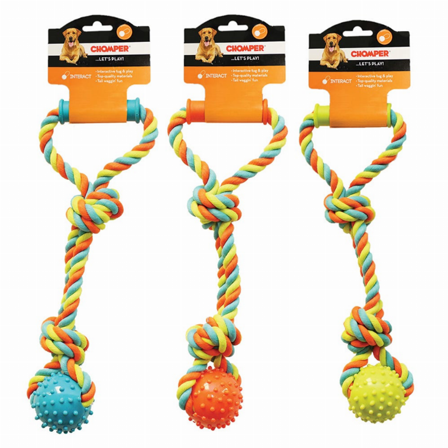 Chomper Rope Tugger with Spike Ball and Handle Dog Toy