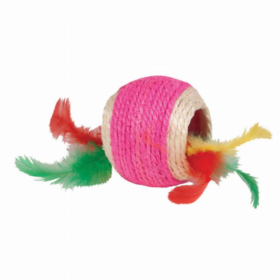 Kylie's Brights Jute Ball With Feather Cat Toy