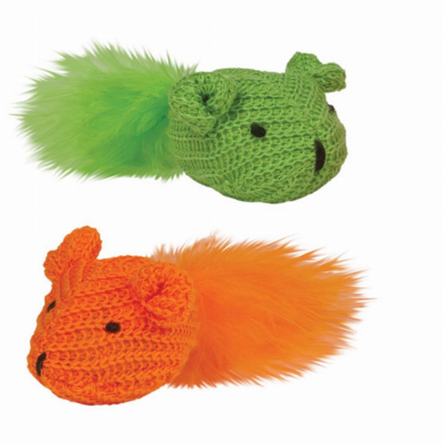 Kylie's Brights Knit Mouse with Feather Cat Toy 2-Pack