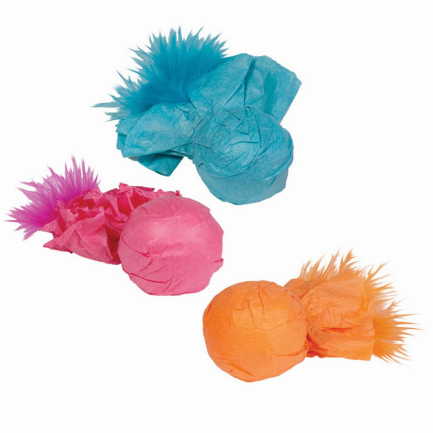 Kylie's Brights Paper Ball Rattlers with Feather Cat Toy 3-Pack