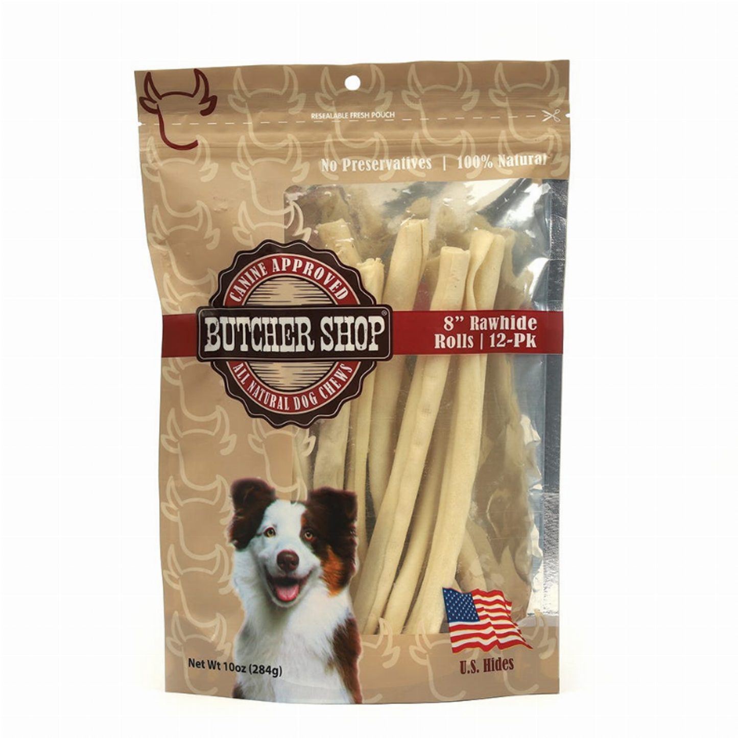 Boss Pet Natural Rawhide Dog Chews 8 Inch 12-Pack