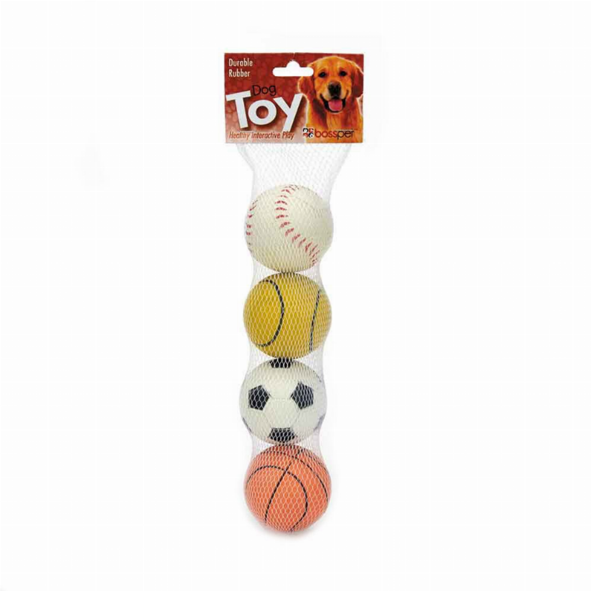 Boss Pet Rubber Sports-Themed Dog Toys 4-Pack