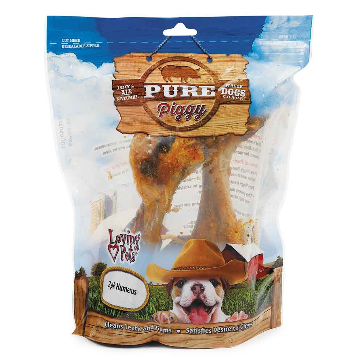 Loving Pets Pure Piggy Humerus Bone Dog Chew Treat 2-Pack