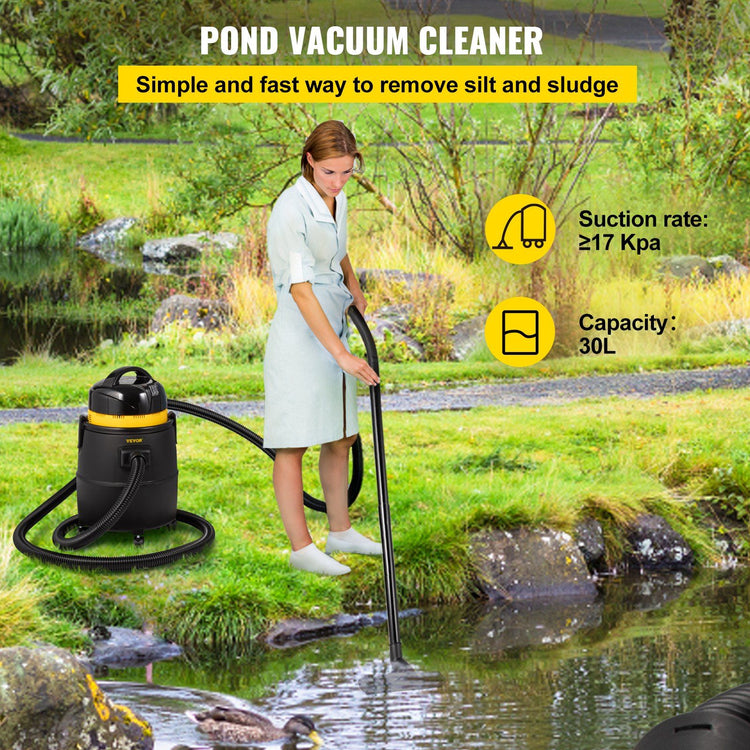 1400W pond vacuum cleaner kit with brush heads and extension tubes