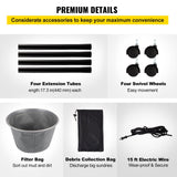 1400W pond vacuum cleaner kit with brush heads and extension tubes