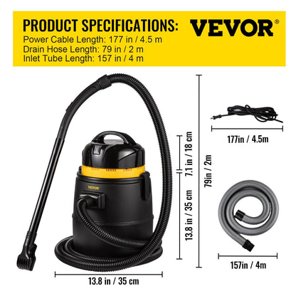 1400W pond vacuum cleaner kit with brush heads and extension tubes