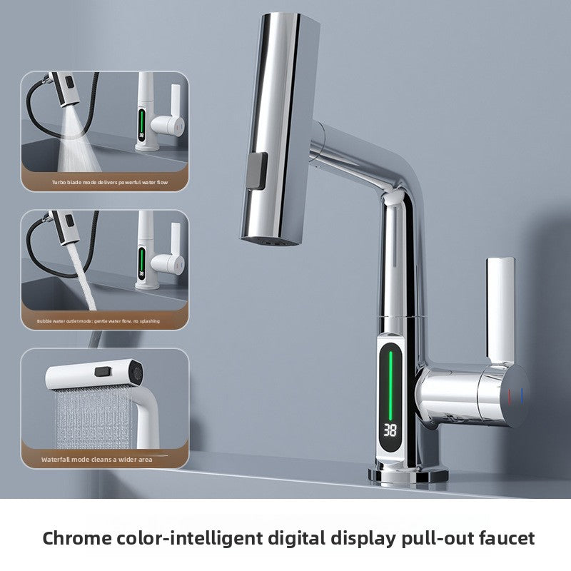 Adjustable Height Pull Out Basin Faucet