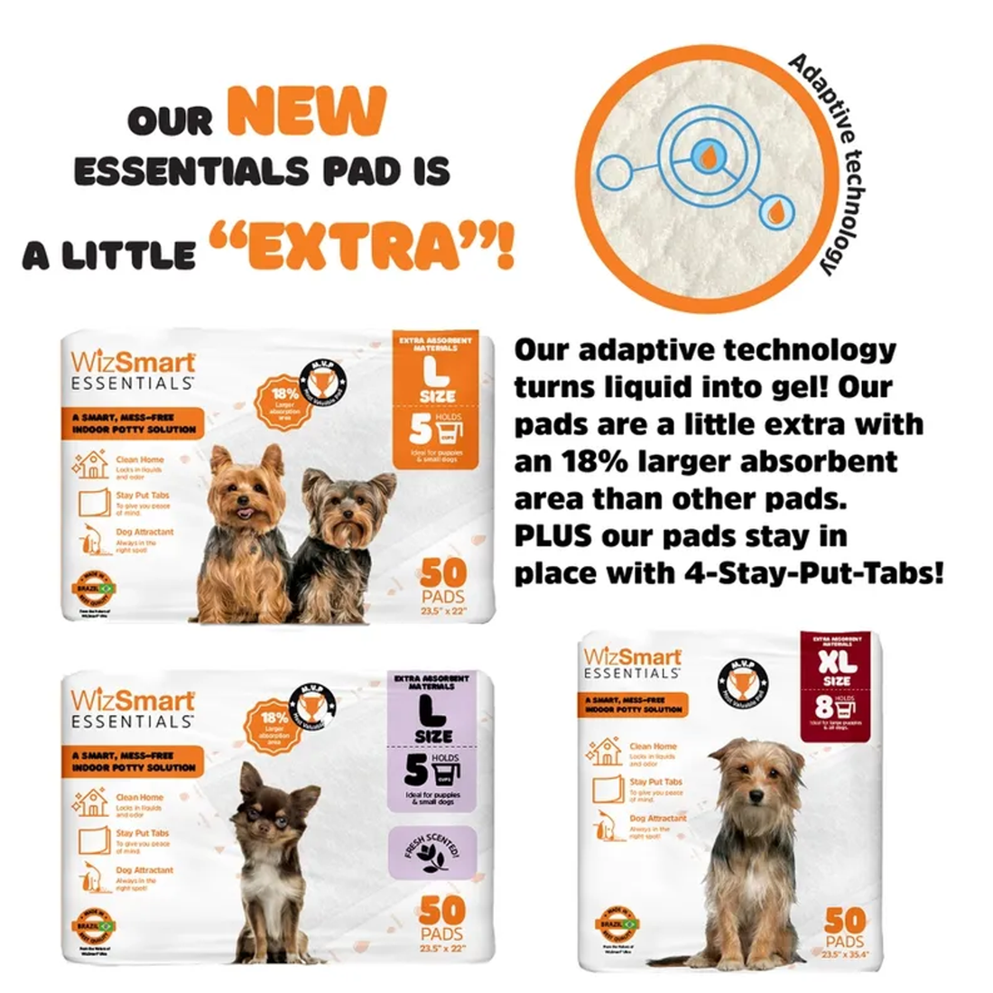 WizSmart Essentials Scented Dog Training Pads - Large 50-Count